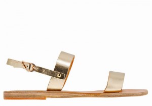 Gold White Ancient Greek Sandals Clio Women Back-Strap Sandals | PPN2343NP