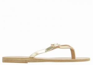 Gold White Ancient Greek Sandals Dihalo Leather Women Flip Flops | JWD2215II