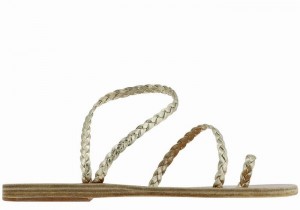 Gold White Ancient Greek Sandals Eleftheria Leather Women Braided Sandals | GGE356LM