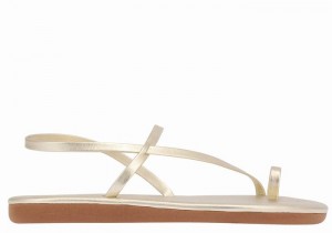 Gold White Ancient Greek Sandals Euterpe Women Toe-Post Sandals | PIW10020DK