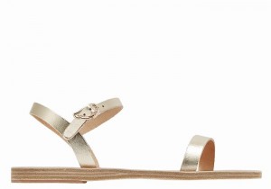 Gold White Ancient Greek Sandals Irida Leather Women Back-Strap Sandals | LIS142GX
