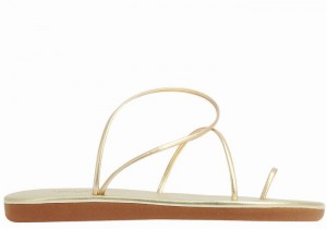 Gold White Ancient Greek Sandals Kansiz Women Toe-Post Sandals | TGI5553TH