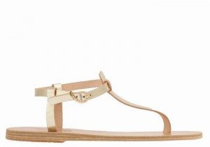 Gold White Ancient Greek Sandals Lito Flip Flop Leather Women Back-Strap Sandals | TOA4241XB