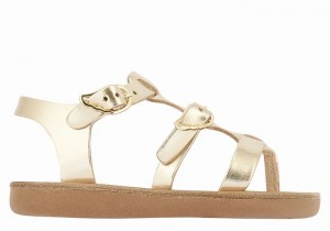 Gold White Ancient Greek Sandals Little Grace Kelly Soft Kids' Flat Sandals | EEY9493AH