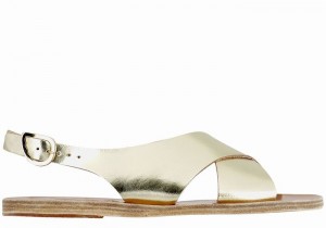 Gold White Ancient Greek Sandals Maria Leather Women Casual Sandals | NAJ3772JA