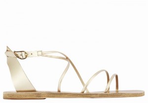 Gold White Ancient Greek Sandals Meloivia Women Ankle Strap Sandals | JOO4818OM