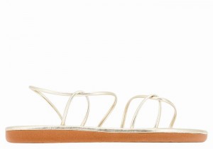 Gold White Ancient Greek Sandals Proorismos Women Back-Strap Sandals | NYZ6573AK