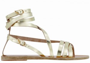 Gold White Ancient Greek Sandals Satira Leather Women Gladiator Sandals | BQY610EM