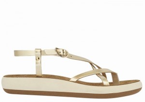 Gold White Ancient Greek Sandals Semele Comfort Women Back-Strap Sandals | MCP3548RE