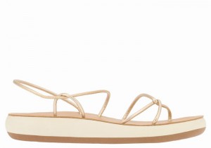 Gold White Ancient Greek Sandals Taxidi Comfort Women Back-Strap Sandals | BGD8790YA