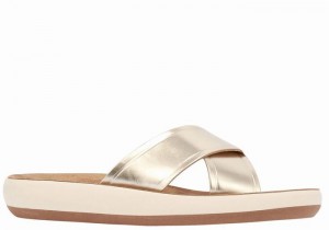 Gold White Ancient Greek Sandals Thais Comfort Women Slide Sandals | DLL3611BK