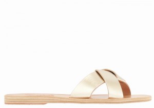 Gold White Ancient Greek Sandals Whitney Women Slide Sandals | ETF7245FQ
