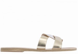 Gold White Silver Ancient Greek Sandals Desmos Women Slide Sandals | XQG432IA