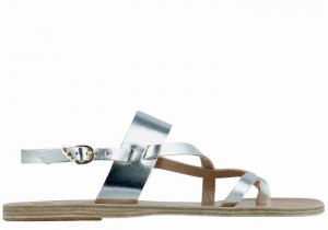 Silver Ancient Greek Sandals Alethea Leather Women Back-Strap Sandals | KQL7867TB