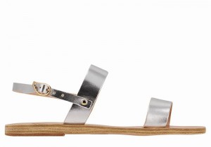 Silver Ancient Greek Sandals Clio Women Back-Strap Sandals | CML42IB