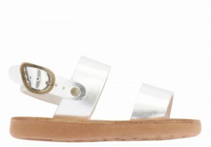 Silver Ancient Greek Sandals Little Clio Soft Kids' Casual Sandals | WQX3484QK
