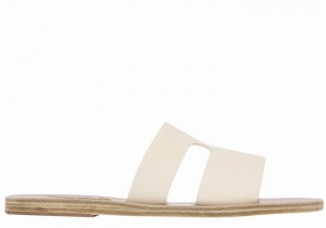 White Ancient Greek Sandals Apteros Women Slide Sandals | NSS3962QS