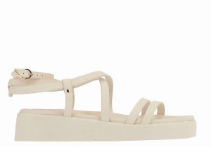 White Ancient Greek Sandals Aristea Leather Women Platform Sandals | ANK4787EN