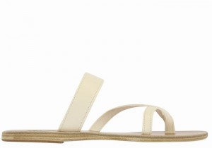 White Ancient Greek Sandals Daphnae Leather Women Slide Sandals | YHG2827XR