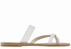 White Ancient Greek Sandals Daphnae Leather Women Slide Sandals | UDJ8158PD