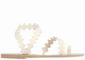 White Ancient Greek Sandals Eleftheria Onda Leather Women Toe-Post Sandals | TTG8256AL