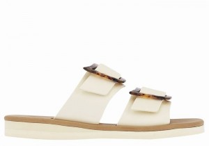 White Ancient Greek Sandals Iaso Women Slide Sandals | MKE9756VT