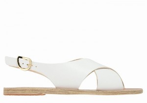 White Ancient Greek Sandals Maria Leather Women Casual Sandals | CDO8783TR