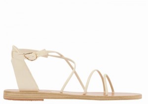 White Ancient Greek Sandals Meloivia Women Ankle Strap Sandals | SPA8314VR