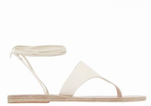 White Ancient Greek Sandals Nychta Leather Women Gladiator Sandals | VNI3240GA