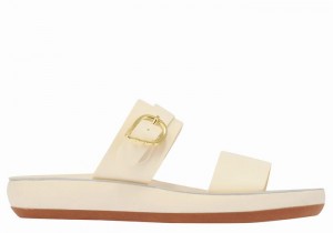 White Ancient Greek Sandals Preveza Comfort Women Slide Sandals | DSN3367UR