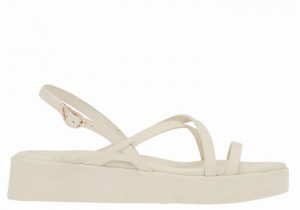 White Ancient Greek Sandals Silia Leather Women Platform Sandals | FHL8538US