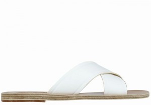 White Ancient Greek Sandals Thais Women Slide Sandals | BEH4287TW