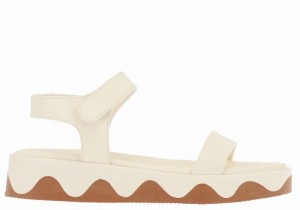 White Brown Ancient Greek Sandals Salamina Leather Women Platform Sandals | JWM6266CM