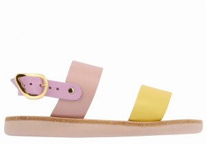 Yellow Pink Purple Ancient Greek Sandals Little Clio Soft Kids' Casual Sandals | PMQ6791BU