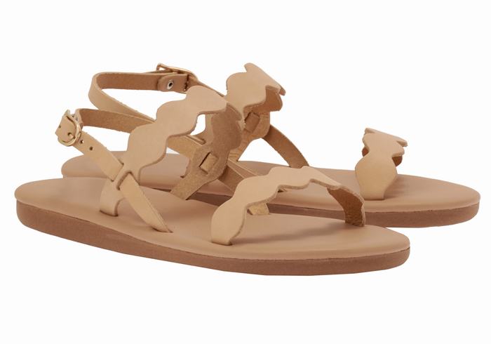 Beige Ancient Greek Sandals Afros Women Back-Strap Sandals | INT63ZS