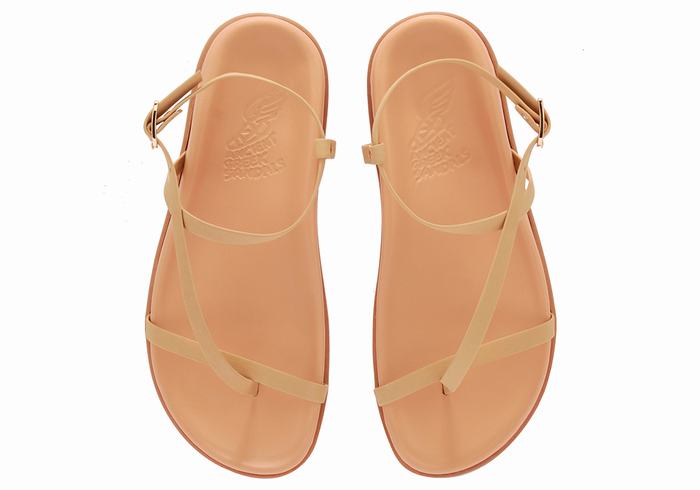 Beige Ancient Greek Sandals Aimilia Women Back-Strap Sandals | IWM4263HI