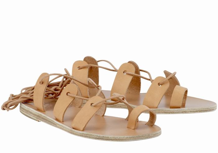 Beige Ancient Greek Sandals Alcyone Leather Women Gladiator Sandals | FYW4086SZ