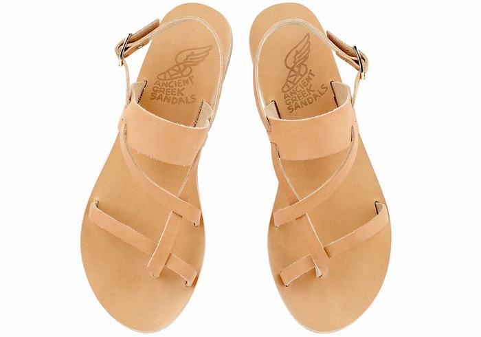 Beige Ancient Greek Sandals Alethea Leather Women Back-Strap Sandals | CBF3965FA