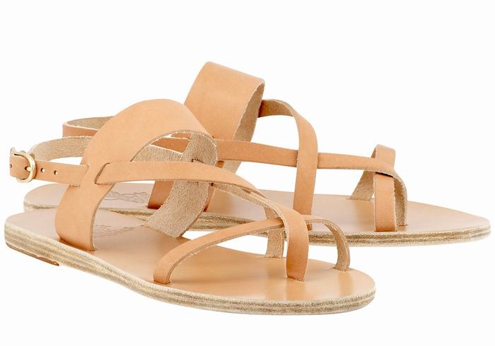 Beige Ancient Greek Sandals Alethea Leather Women Back-Strap Sandals | CBF3965FA