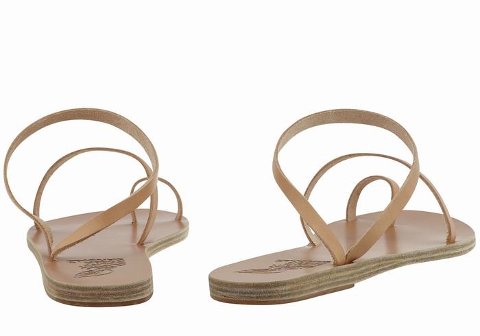 Beige Ancient Greek Sandals Apli Eleftheria Leather Women Toe-Post Sandals | FAP9563RN