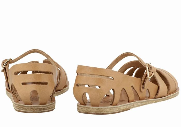 Beige Ancient Greek Sandals Apollonia Leather Women Fisherman Sandals | CNG5783BW