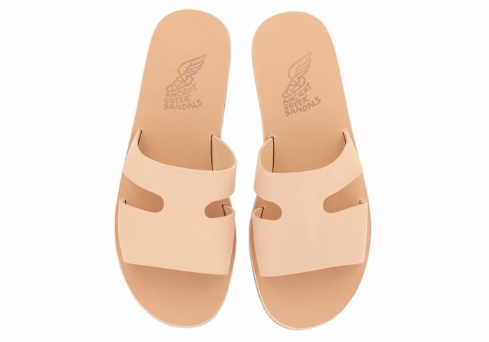 Beige Ancient Greek Sandals Apteros Men Slide Sandals | DJO847PA