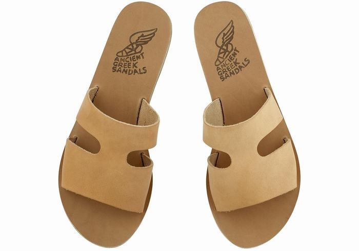 Beige Ancient Greek Sandals Apteros Women Slide Sandals | RCG291OC