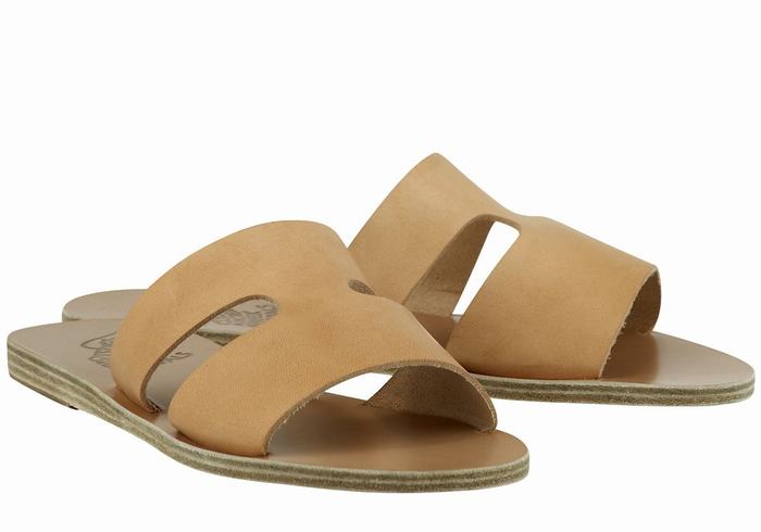 Beige Ancient Greek Sandals Apteros Women Slide Sandals | RCG291OC