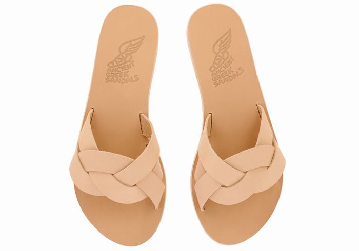 Beige Ancient Greek Sandals Arachne Women Slide Sandals | AZQ6877KI