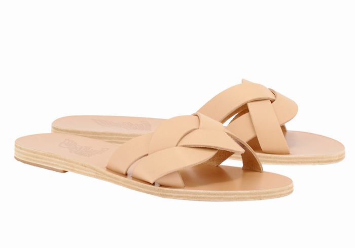 Beige Ancient Greek Sandals Arachne Women Slide Sandals | AZQ6877KI