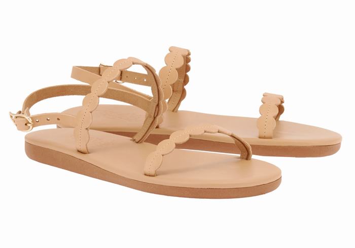 Beige Ancient Greek Sandals Aroula Women Back-Strap Sandals | IYU9014FN