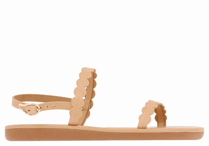 Beige Ancient Greek Sandals Aroula Women Back-Strap Sandals | IYU9014FN