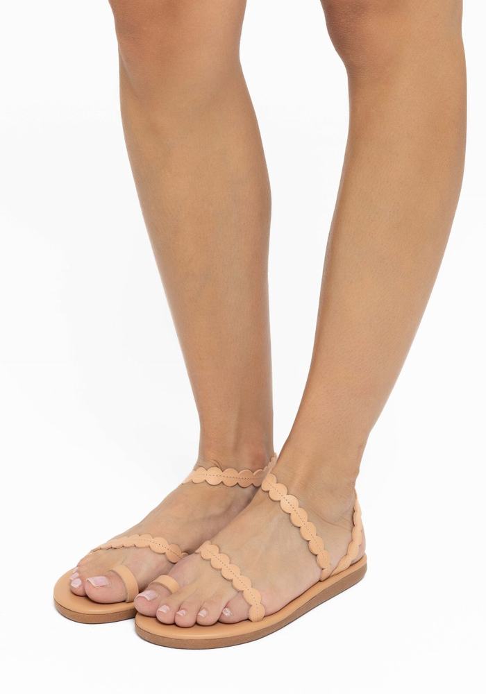 Beige Ancient Greek Sandals Aura Women Toe-Post Sandals | AXU5352NQ