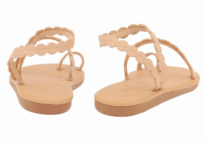 Beige Ancient Greek Sandals Aura Women Toe-Post Sandals | AXU5352NQ